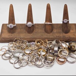 Mixed Sterling & Gold Tone Ring Lot - Silver, Gold, Rose 86 rings.